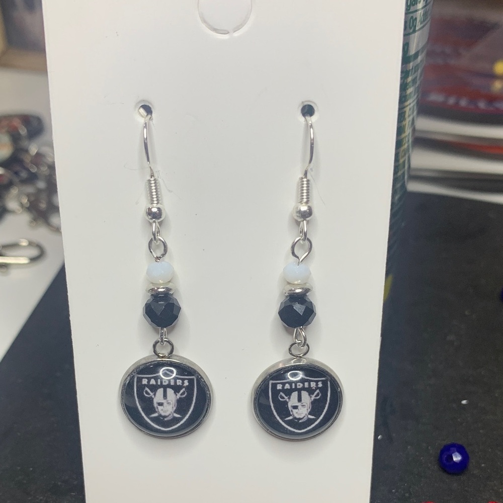Silver and Black Raiders Earrings Raiders